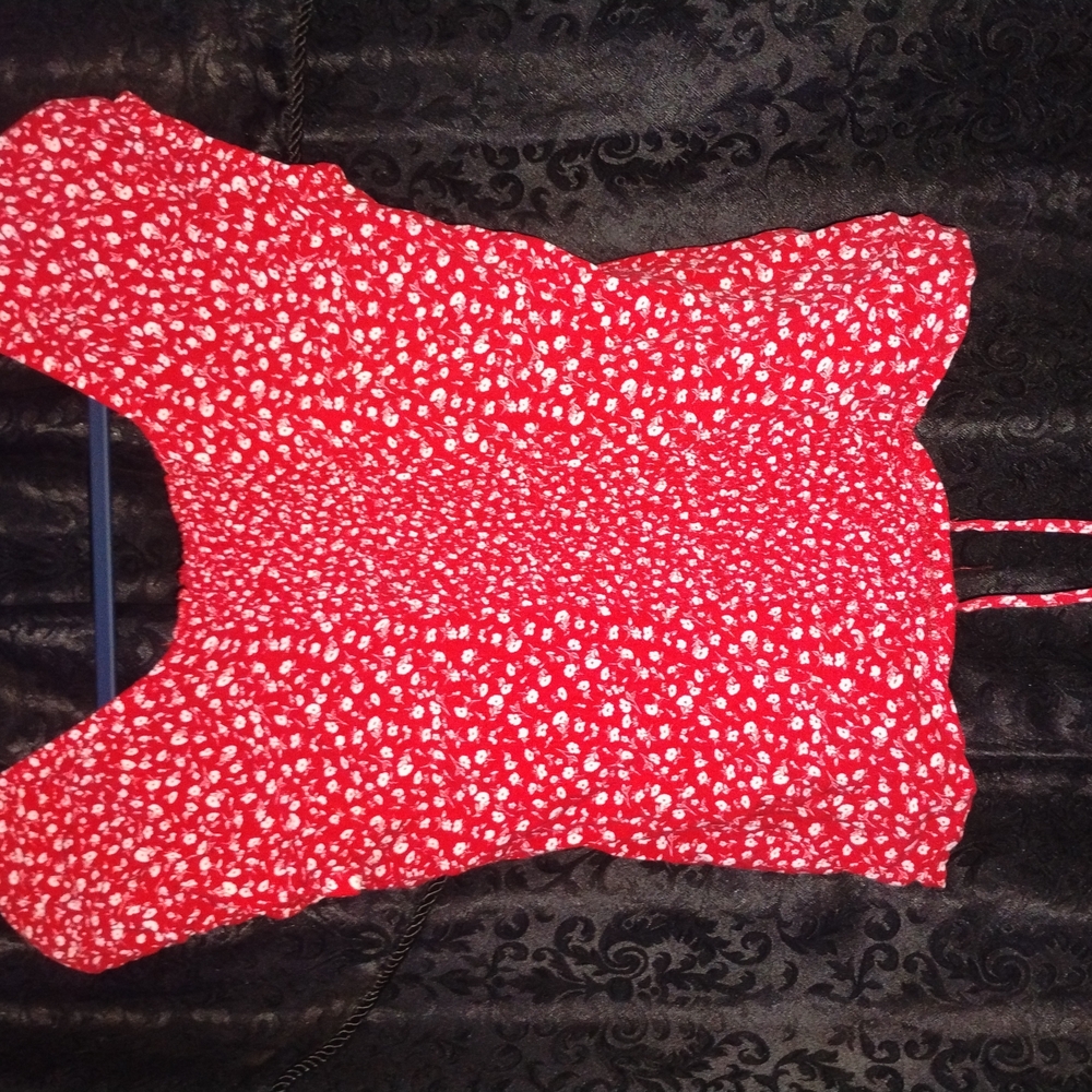 No Boundaries Red Floral Blouse
